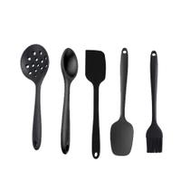 Kit Colher Espátula fuê 5 Utensílios de Silicone Preto