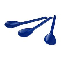 Kit Colher para Merenda de Plástico Azul Escuro 10 Peças