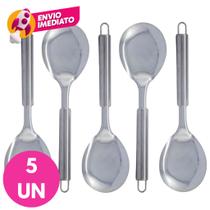 Kit Colher Para Servir Arroz Pequena 26cm Cabo Tubular Inox Premium Colherão Utensilio Cozinha Kit Colher Para Servir Arroz Pequena 26cm Cabo Tubular Inox Premium Colherão Utensilio Cozinha