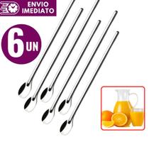 Kit Colher para Suco Colher Bailarina em Inox Drinks Caipirinha Barman Colher Grande 30cm para Jarras e Copos