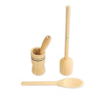 Kit Colher Pau Socador De Alho E FeijÃO Madeira Kit Colher Pau Socador De Alho E FeijÃO Madeira