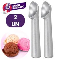 Kit Colher Pegador Para Sorvete Açaí Em Alumínio Maciço Polido Profissional Sorveteria