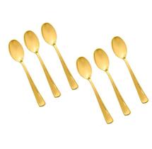Kit Colher Sobremesa Dourados 6pçs Mesa Posta Kit Colher Sobremesa Dourados 6pçs Mesa Posta