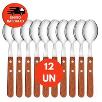 Kit Colher Sopa Para Refeição Mesa Aço Inox Cabo Madeira Cozinha Talher Restaurante Churrascaria Kit Colher Sopa Para Refeição Mesa Aço Inox Cabo Madeira Cozinha Talher Restaurante Churrascaria