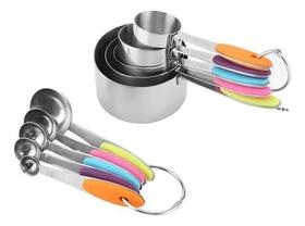 Kit Colher Xicaras De Medidas Em Inox Medidores Cozinha 10pc