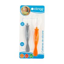 Kit Colheres de Silicone Ponta Dupla Colors Laranja 2 Uni. Clingo Kit Colheres de Silicone Ponta Dupla Colors Laranja 2 Uni. Clingo
