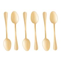 Kit Colheres de Sobremesa Dourada Aço Inox 6 Pçs Lyor 12cm Kit Colheres de Sobremesa Dourada Aço Inox 6 Pçs Lyor 12cm