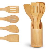 Kit Colheres e Espátulas de Bambu 5 Peças Para Cozinha Kit Colheres e Espátulas de Bambu 5 Peças Para Cozinha