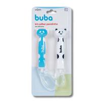 Kit colheres pandinha em silicone azul - buba