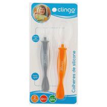 Kit Colheres Silicone Com Ponta Dupla 2 Unidades - Clingo Kit Colheres Silicone Com Ponta Dupla 2 Unidades - Clingo