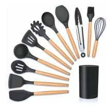 Kit Colheres Silicones 12 Peças Copo Suporte