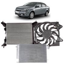 Kit Colisão Grand Siena 1.6 Flex Manual 2012 A 2018 Radiador Condensador e Eletroventilador