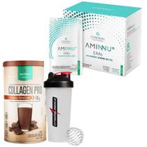 Kit Collagen Pro - 450G Colágeno - Nutrify + Aminnu - Limão 10G 30 Sachês + Coqueteleira IM