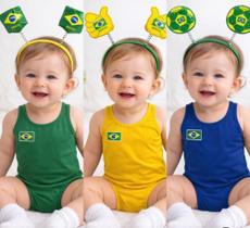 Kit collan bore bebê Brasil copa do mundo 8 peças revenda
