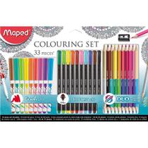 Kit Coloração 10 Hidrocores + 10 Fineliner + 12 Lápis Cor Duo Maped