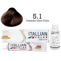 Kit Coloração Itallian Color 5.1 Castanho Claro Cinza + Oxi 30