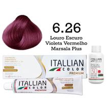 Kit Coloração Itallian Color 6.26 Louro Escuro Violeta Vermelho Marsala Plus + Oxi 30