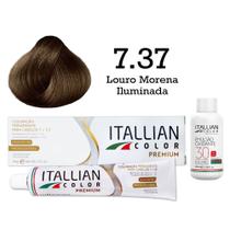 Kit Coloração Itallian Color 7.37 Louro Morena Iluminada + Oxi 30