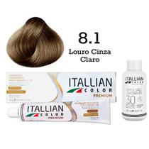 Kit Coloração Itallian Color 8.1 Louro Claro Cinza + Oxi 30 Kit Coloração Itallian Color 8.1 Louro Claro Cinza + Oxi 30
