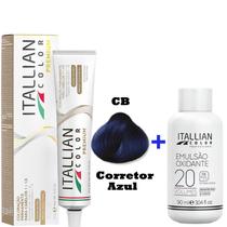 Kit Coloração Itallian Corretor Azul CB + Emulsão Oxi 20vol.x 90ml.