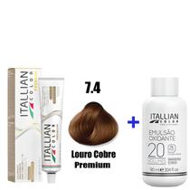 Kit Coloração Itallian Premium 60g Loiro Cobre 7.4 + Emulsão Oxi 20vol.x 90ml.