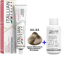 Kit Coloração Itallian Premium 60g Louro Ultraclaro Cinza Intenso 11.11 + Emulsão Oxi 20vol.x 90ml.