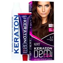Kit Coloração Semipermanente Demi Color 5.7 Castanho Claro Marrom - Kert Kit Coloração Semipermanente Demi Color 5.7 Castanho Claro Marrom - Kert