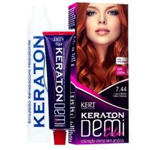 Kit Coloração Semipermanente Demi Color 7.44 Louro Médio Cobre intenso - Kert Kit Coloração Semipermanente Demi Color 7.44 Louro Médio Cobre intenso - Kert