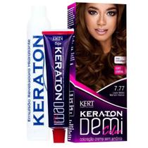 Kit Coloração Semipermanente Demi Color 7.77 Louro Médio Marrom Intenso - Kert Kit Coloração Semipermanente Demi Color 7.77 Louro Médio Marrom Intenso - Kert