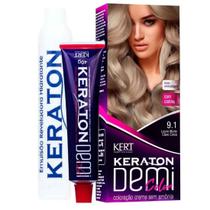 Kit Coloração Semipermanente Demi Color 9.1 Louro Muito Claro Cinza - Kert Kit Coloração Semipermanente Demi Color 9.1 Louro Muito Claro Cinza - Kert