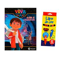 Kit Colorir Livro Viva Ler e colorir e Lápis de cor 12 Cores - Macrozão