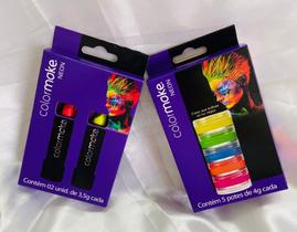 kit colormake , 2 batom neon + 5 tinta cremosas neon