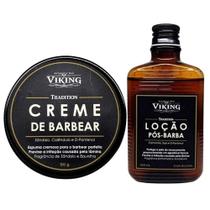 Kit Com 01 Creme De Barbear + 1 Loção Pós Barba Viking