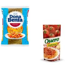 Kit com 01 Macarrão Penne 500g e Molho Tomate Quero 340g - Dona Benta Kit com 01 Macarrão Penne 500g e Molho Tomate Quero 340g - Dona Benta