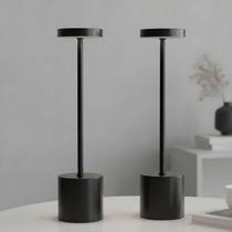 Kit com 02 Abajures Luminaria de Mesa sem fio com acendimento ao toque e dimmer 35cm de altura
