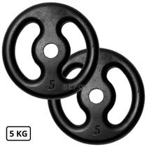 Kit com 02 Anilhas Vazadas de Ferro Fundido de 5Kg