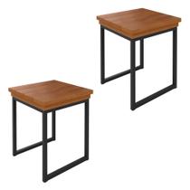 Kit com 02 Bancos Madeira Maciça 40x40cm Capri