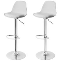 Kit com 02 Banquetas Alta Giratória Estofada Eames LS-134 Branco - Best