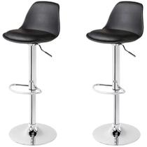 Kit com 02 Banquetas Alta Giratória Estofada Eames LS-134 Preto - Best