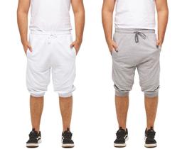 Kit com 02 bermudas de moletom masculina fitness skinny