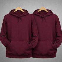 Kit com 02 Blusas de Frio Moletom Com Capuz Algodão Canguru Unisex Cor Bordô Kit com 02 Blusas de Frio Moletom Com Capuz Algodão Canguru Unisex Cor Bordô