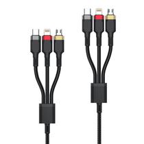 Kit com 02 Cabos 3 em 1 Lightning Type-C e Micro USB V8 3.1A