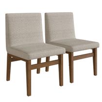Kit com 02 Cadeiras para Sala de Jantar Biena Tec Algodão Bege Nogueira Kit com 02 Cadeiras para Sala de Jantar Biena Tec Algodão Bege Nogueira