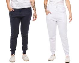 Kit com 02 calças de moletom feminina slim skinny sport luxo