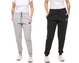 KIT COM 02 CALÇAS DE MOLETOM PLUS SIZE FEMININA SLIM SPORT WOOKS - M10p