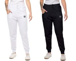Kit com 02 calças de moletom wooks feminina slim skinny sport luxo
