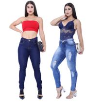 kit Com 02 Calças jeans Feminina Skynni Cós Alto