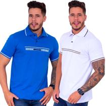 Kit com 02 Camisas Gola Polo Masculina Estampada Algodão Casual Básica