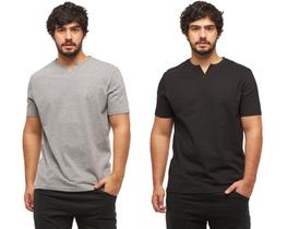Kit com 02 camisetas basica gola portuguesa - c3