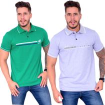 Kit com 02 Camisetas Gola Polo Masculina Casual Básica Estampada 100% Algodão